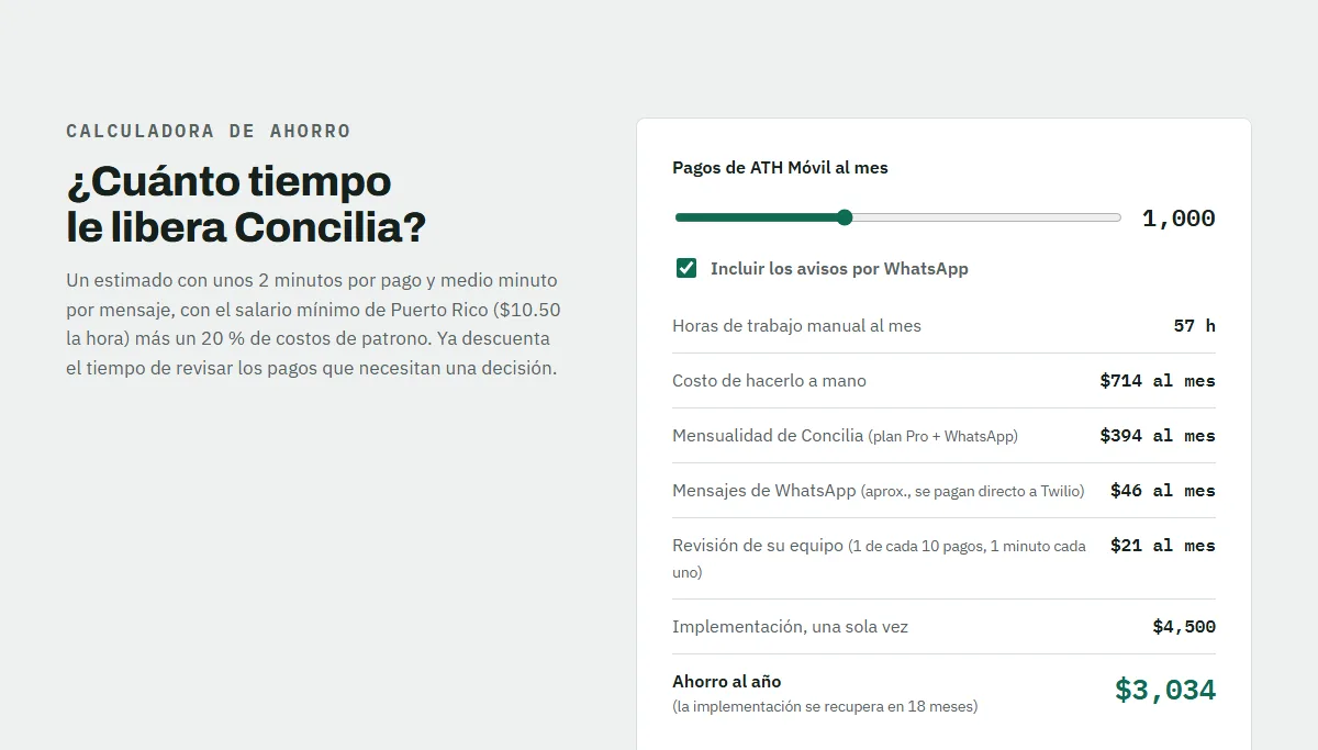 Calculadora de ahorro de conciliapr.com