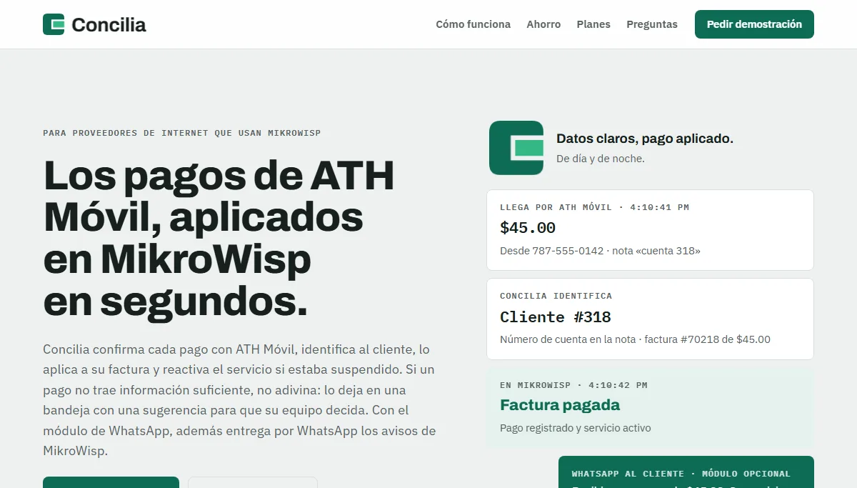 Página de Concilia, conciliapr.com