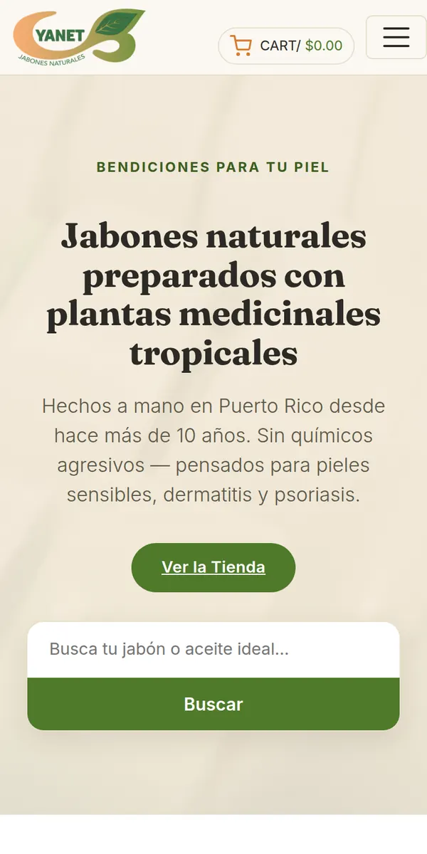 Vista móvil de Yanet Jabones Naturales